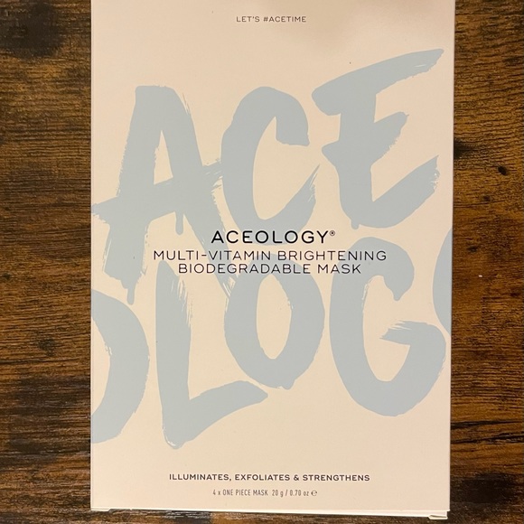 ACEOLOGY MULTI-VITAMIN BRIGHTENING BIODEGRADABLE MASKS NWT - Picture 2 of 3